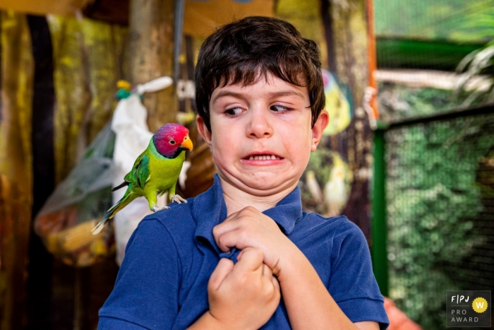 Photo by: <a href="https://www.fpja.com/documentary-family-photography-contests/nina-castro/belem/2101174">Nina Castro - Brazil</a> Belem Para family photography of kids and birds - I'm not afraid!