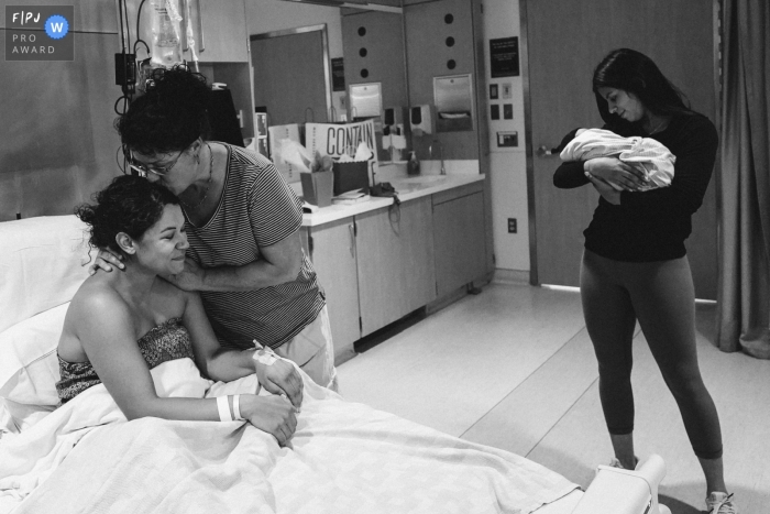 Washington mother at the hospital - thankful after birth - family and birthing photography for Seattle