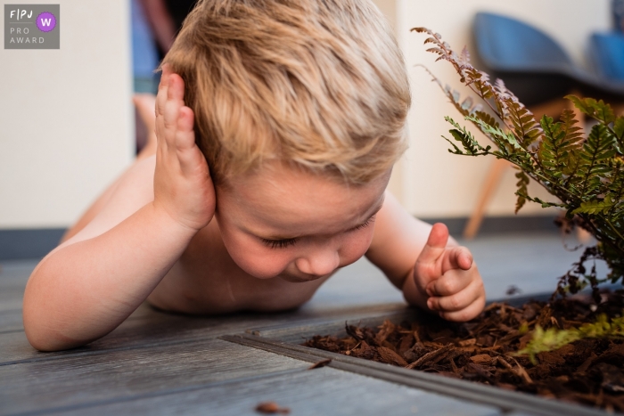 Moment-driven Noord Brabant family photography of a boy studying an ant Moment-driven Noord Brabant family photography of a boy studying an ant