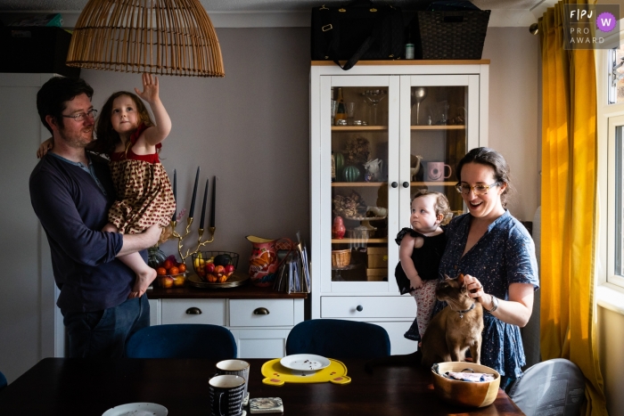 England Family Image of the Cambridgeshire family unit around their dining table